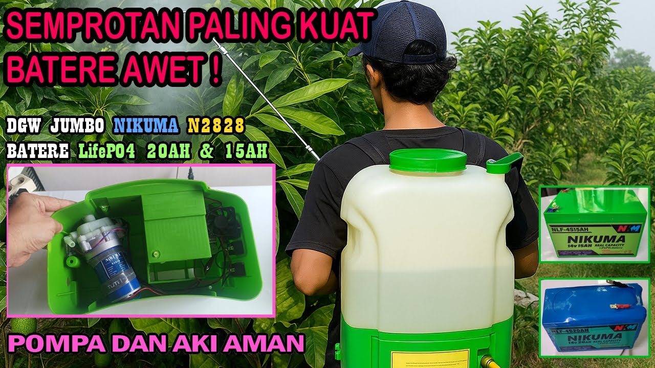 DGW Jumbo Nikuma N2828 Pompa Gendong Elektrik Paling Kuat dengan Batere LifePo4 Awet Tahan Lama