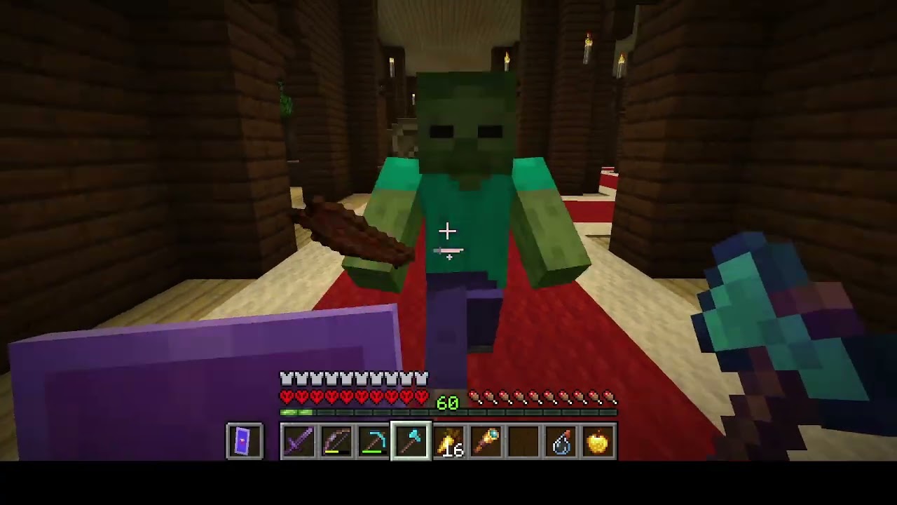 Minecraft Survival Series 26.1 (Hardcore) Link burns trees and cures a cleric zombie villager