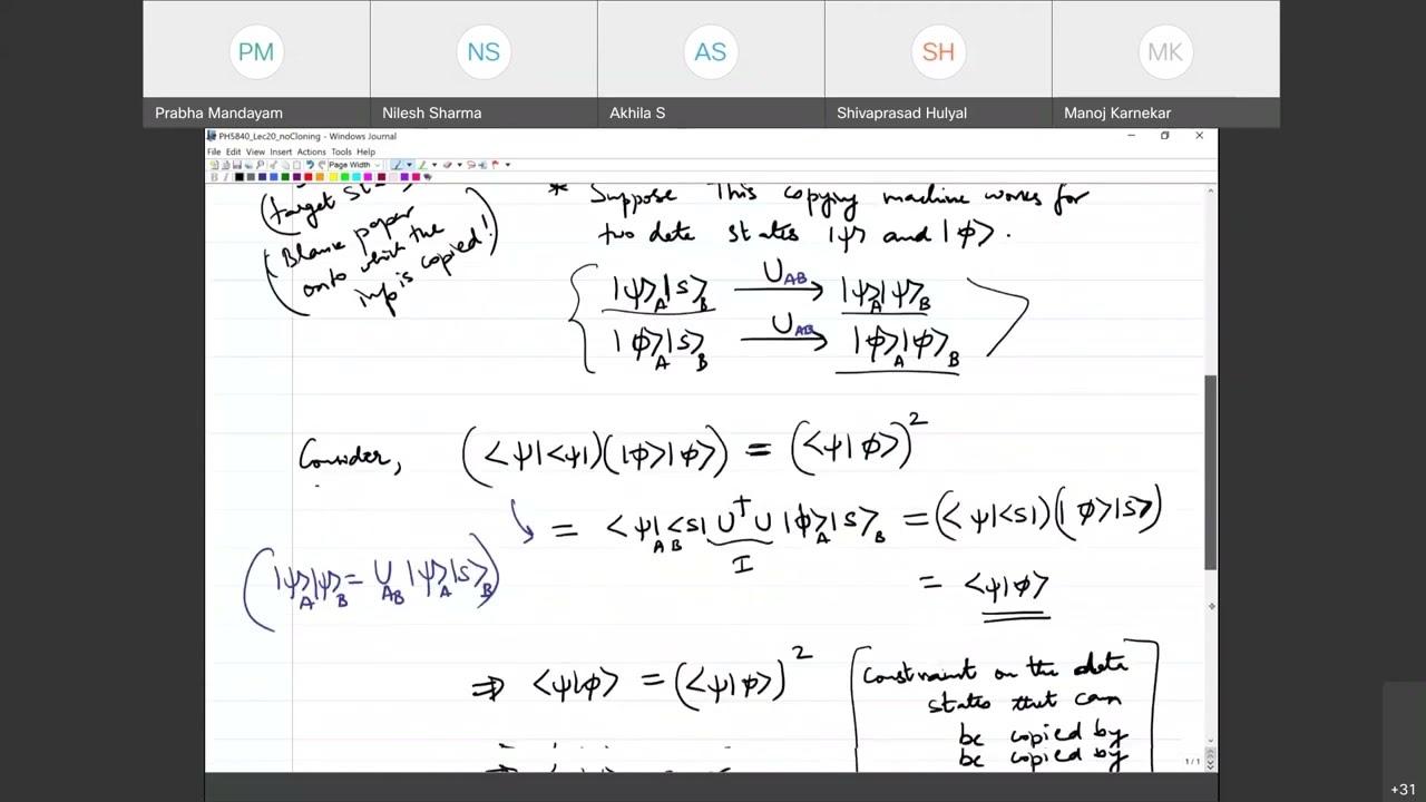 Quantum Computation and Quantum Information: Lecture 20 (Partial trace and reduced density operator)