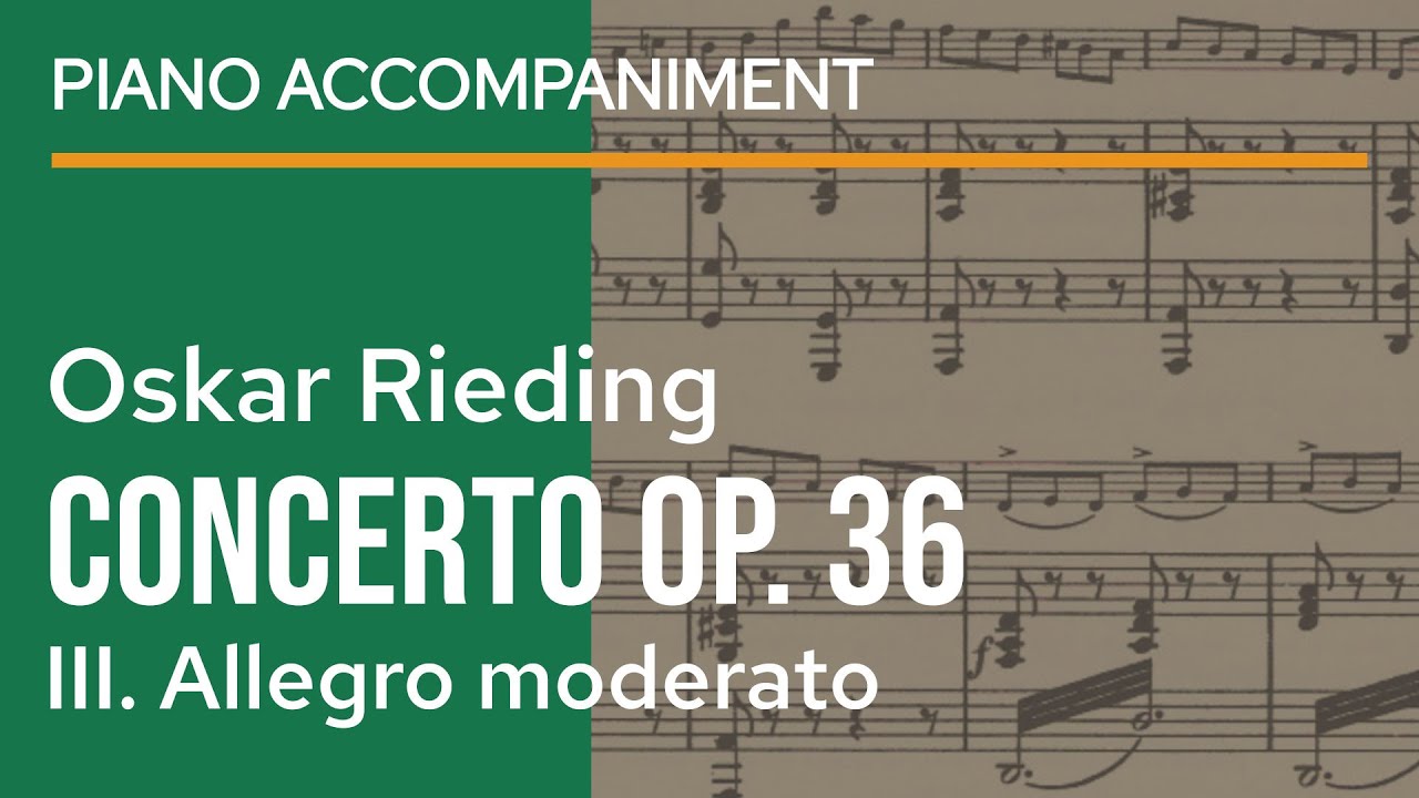 Rieding - 3rd mv. Concerto Op.36 in D Major, Allegro moderato Piano Accompaniment | play along score