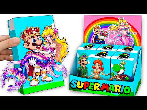 💖Paper DIY💖 UNBOXING Mario Prince x Mermaid Peach Blind Box 🧜‍♀️- Open All SUPER MARIO MYSTERY BOX