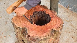 Creative Wood Recycling // The Idea of Using A Rotten Log In The Middle To Create A Unique Table