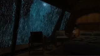 Heavy Rain and Thunder Sounds on Window at Forest Night  Relaxing Sleep Sounds, Study, Healing