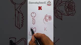 Draw using letter K 👌 || #drawingfromletters