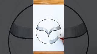 How to draw the Mazda symbol 3D illusion || pencil sketch || #shorts