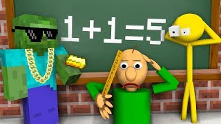 Monster School : STICKMAN &amp; BALDI&#39;S BASICS CHALLENGE - Minecraft Animation