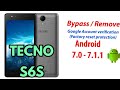 Tecno S6S FRP/Google Lock Bypass Android 6.0,7.08.0 No Pc