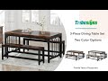 Tribesigns dining table set 3piece kitchen table with 2 benches for 46 people  jw0461