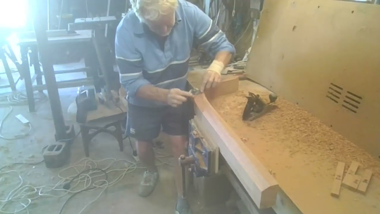 Bevelling the apron for the new 14 foot rowing boat.