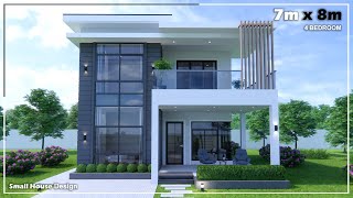 House design | Small House 2Storey | 7m x 8m with 4Bedroom