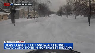 Heavy lake effect snow affecting road conditions in NW Indiana