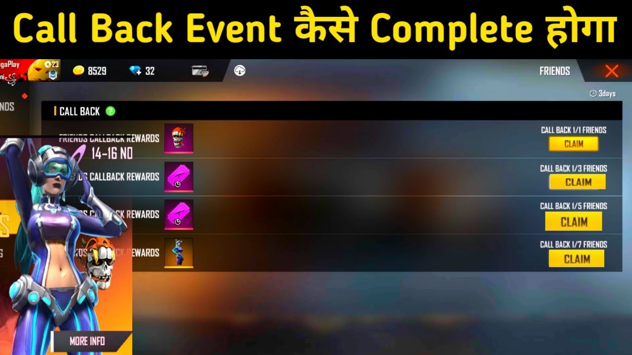 How To complete CallBack Event in free fire today New event