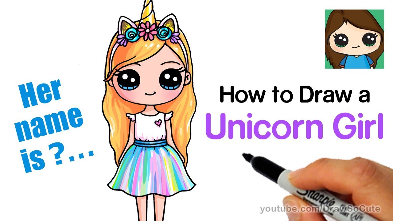 How to Draw a Unicorn Cute Girl Easy - YouTube