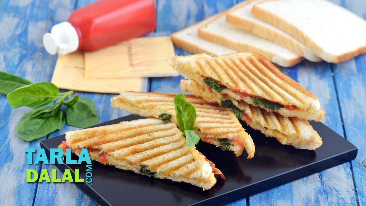 Grilled Tomato and Cheese Sandwich Recipe by Tarla Dalal