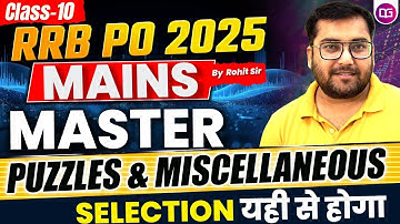 Mains Level Puzzles & Miscellaneous Qs For RRB PO Mains 2025 |RRB PO Mains Reasoning Class Rohit Sir