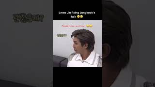 Lmao Jin Fixing Jungkooks Hair