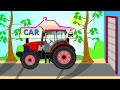 ☼ Traktor and Car Wash |  Bazylland  - Red Tractor and Colorful Animation For Children