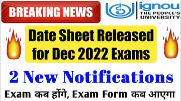 [ Breaking News ] ignou Date Sheet for December 2022 Exams, Big Changes in Schedule By TIPS GURU