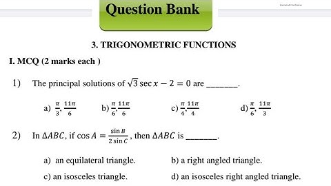 Trigonometric Function Question Bank Solutions Class 12 Maths1 HSC Maharashtra board New syllabus
