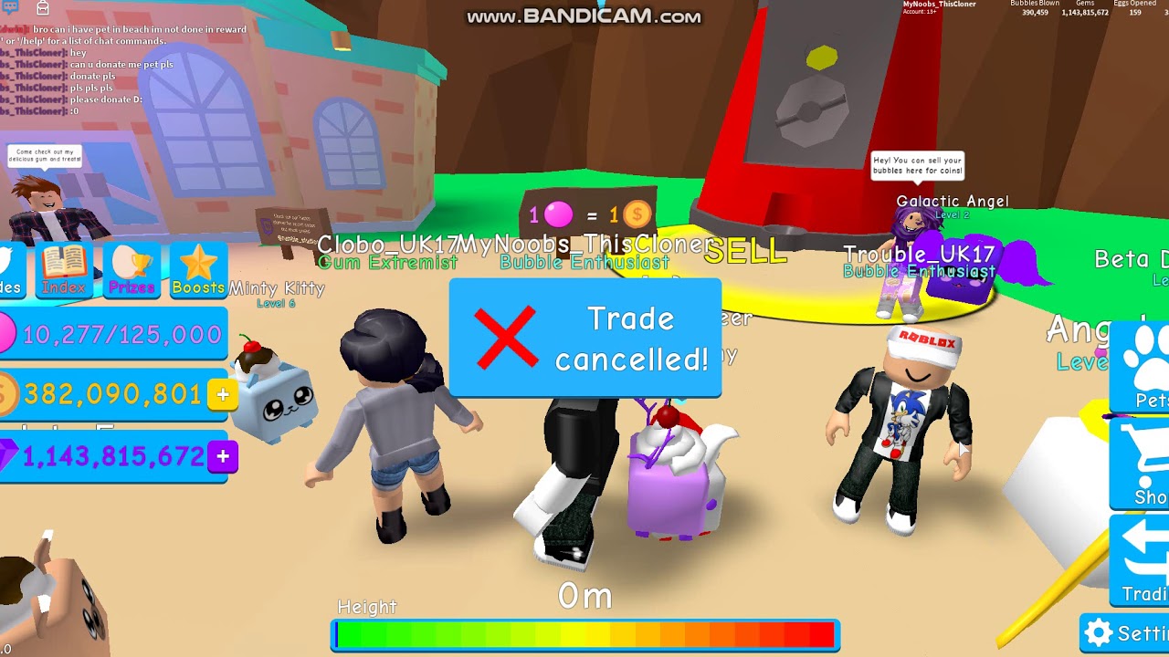 Noob Disguise Trolling With Rainbow Dogcat Bubble Gum Simulator - donate to dis noob roblox