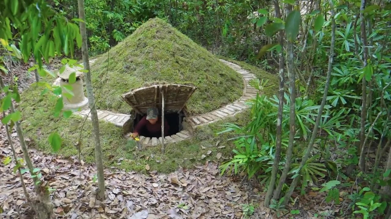 The Most Secret Underground Tunnel Shelter Girl Living Off Grid Built ...
