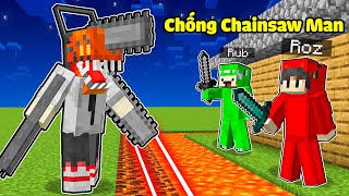 Roz Thử Thách Xây Nhà An Toàn Chống Chainsaw Man Quỷ Cửa trong Minecraft