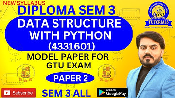 DATA STRUCTURES WIT PYTHON IMP MODEL PAPER 2 FOR GTU EXAM 4331601| SEM 3 IT IMP FOR GTU EXAM #gtuimp