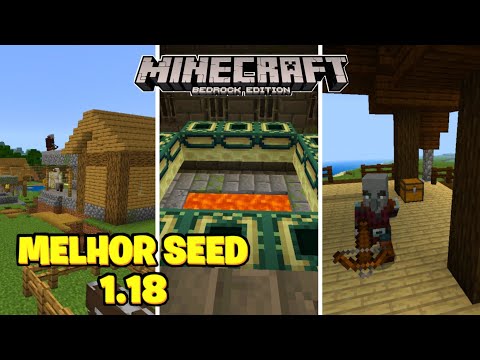 ESSA É A MELHOR SEED DO MINECRAFT BEDROCK 1.18(Seed de Vila, 3 Ferreiros, Portal Pro The End)!