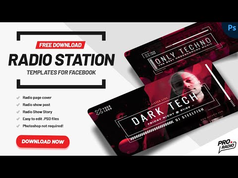 Free Techno Radio Photoshop Templates for Website and Facebook