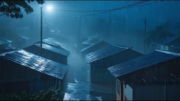 Overcome Insomnia with Heavy Rain & Deep Thunder on Old Tin Roof in the Foggy Murky Forest at Night