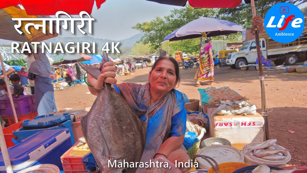 Sangameshwar Weekly Bazaar 🇮🇳 - Lively Fish Market Walk – Maharashtra Village Life 4K
