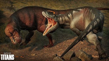 Carcharodontosaurus hunting compilation and Build - Path of titans