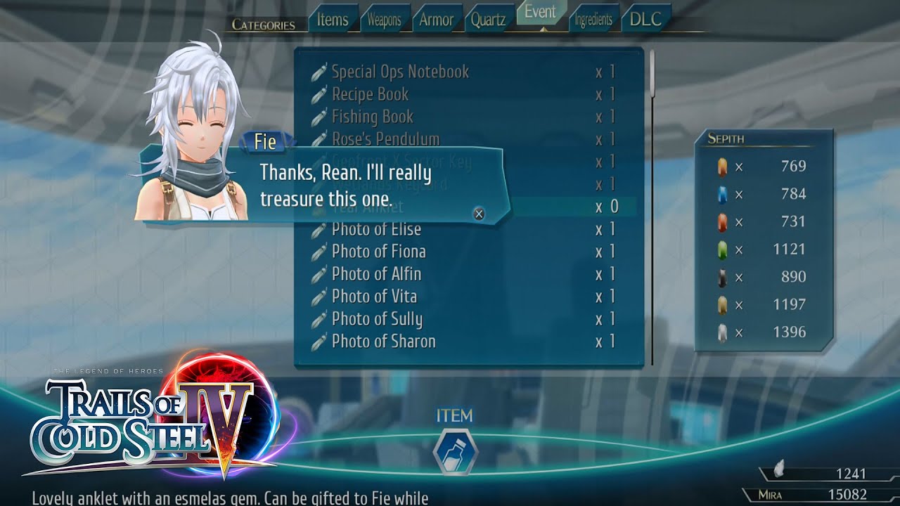 (TOCS4) Trails Of Cold Steel IV 4 – Teal Anklet I Fie - Gifts I Guide