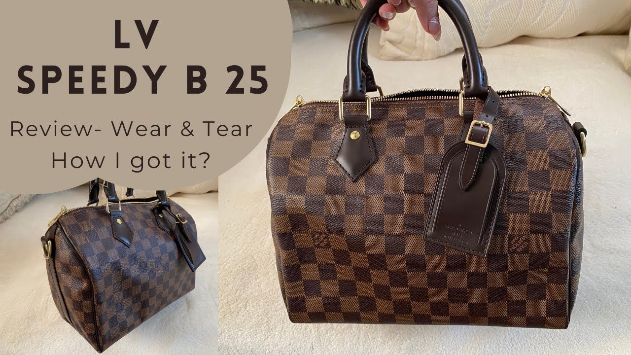 ONE YEAR WEAR & TEAR REVIEW  Louis Vuitton Speedy B 25 + What's in my bag  