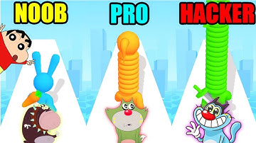 NOOB vs PRO vs HACKER In Long Neck Run | Funny Gameplay With Oggy Jack Sinchan Voice