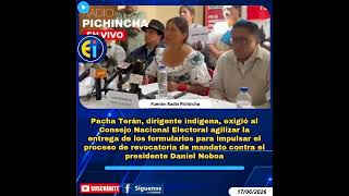⚠️ Pacha Terán, exigió al CNE agilizar la entrega de los formularios para la revocatoria de mandato
