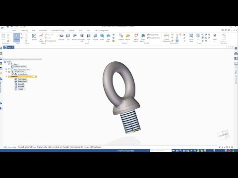 #90 solid edge tutorial | M20 eye bolt 3d model | eye bolt 3d cad