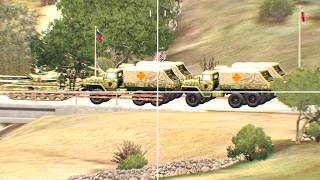 A fully loaded Russian ammunition supply convoy was destroyed by Ukraine on a bridge NEAR THE FOREST