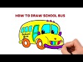 How to Draw School Bus and Coloring page