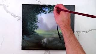 Reflections of Solitude | Deep Forest Still Water | acrylic painting demo