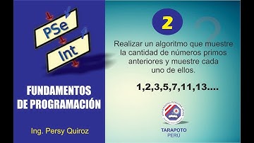 Algoritmo 2. Números primos anteriores a un número máximo en PseInt