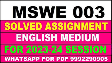 mswe 003 solved assignment 2023-24 | mswe 3 solved assignment in english 2024 | mswe 3 2024