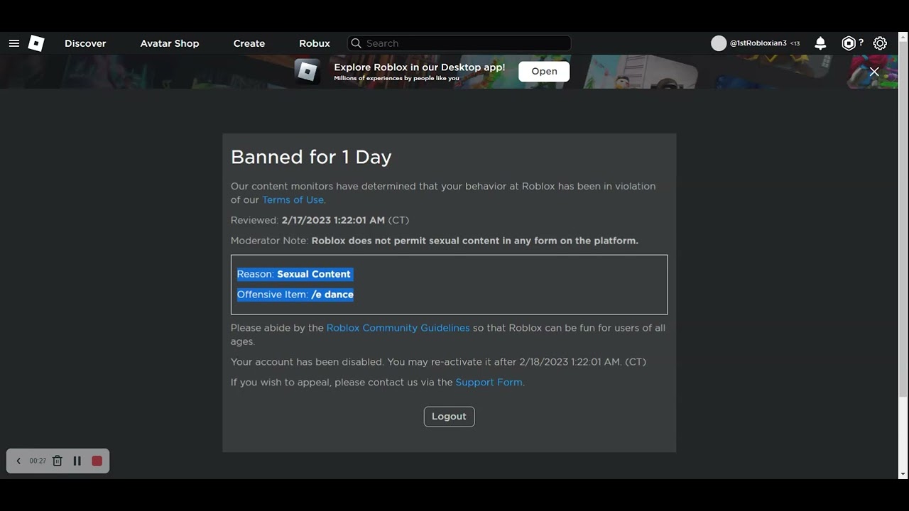 I got banned from Roblox FOR NO REASON - YouTube