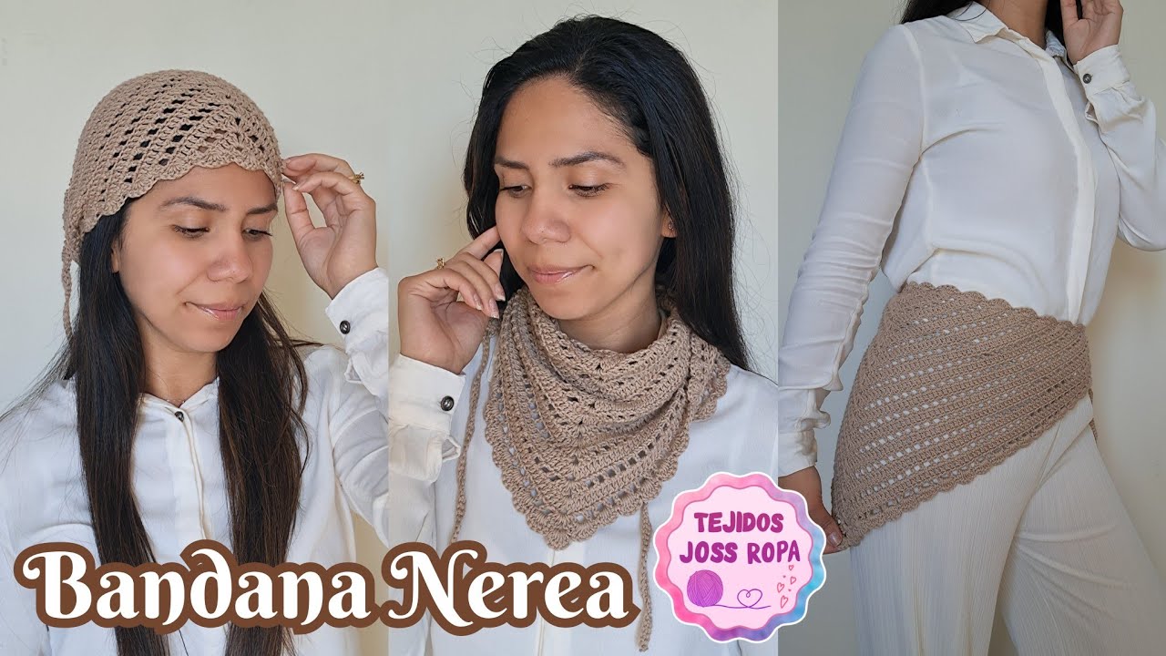 Bandana Nerea en crochet 🧶 | 3 formas de usarla | Tejidos Joss Ropa |