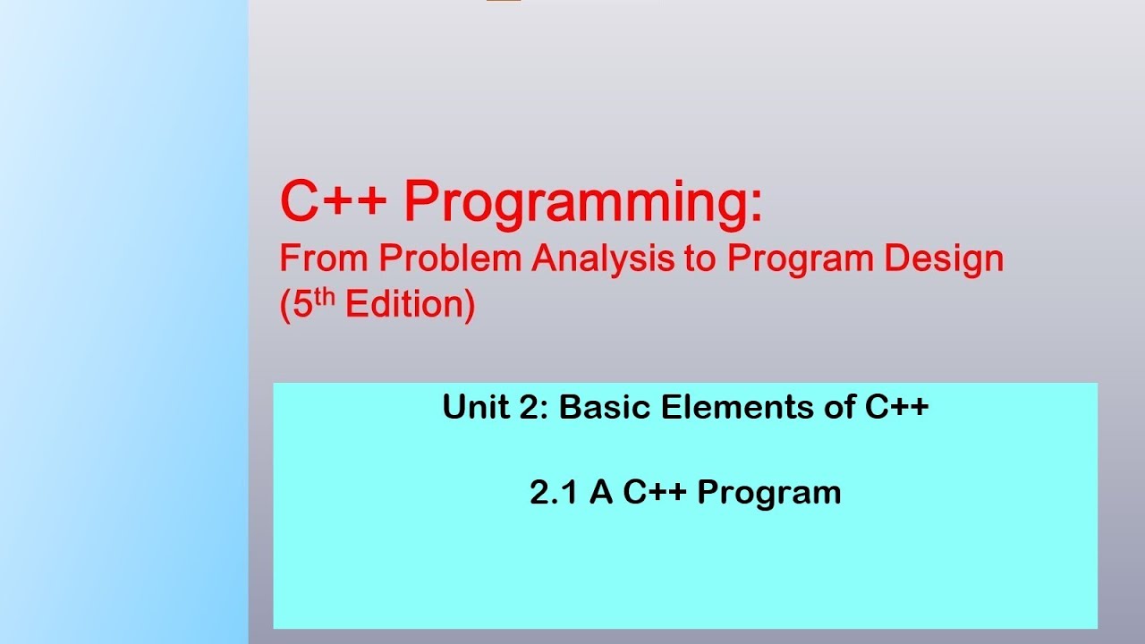 UNIT 2: Basic Elements of C++ (Part 2.1) - YouTube