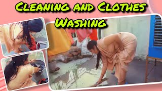 Clothes Washing In Saree Roof Cleaning Vlog Leggings Desi Style Saree Vlog My First Vlog Like