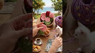 Crafting Tulip Coasters by the Sea 🌷✨ | Slow Living Vlog#CrochetTutorial #SlowLiving #FiberArts