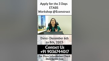 Join Our 3 Days ETABS Workshop || Civil and Structural Engineers || Register Now #engineering