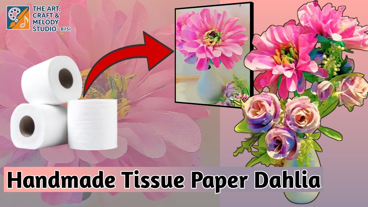 DIY Tissue Paper Dahlia Flower | Elegant Handmade Floral Décor for Home, Events & Gifts💐🌺Craft.biisi