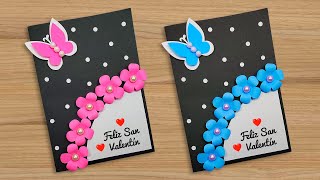 Linda tarjeta para el día del amor y la amistad🌼 Beautiful Handmade Valentine day card 🥰San Valentín